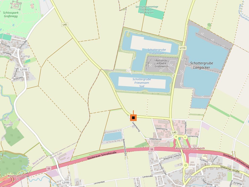 Kartenausschnitt mit dem Standort Gewerbering 19 in Grafenwörth
